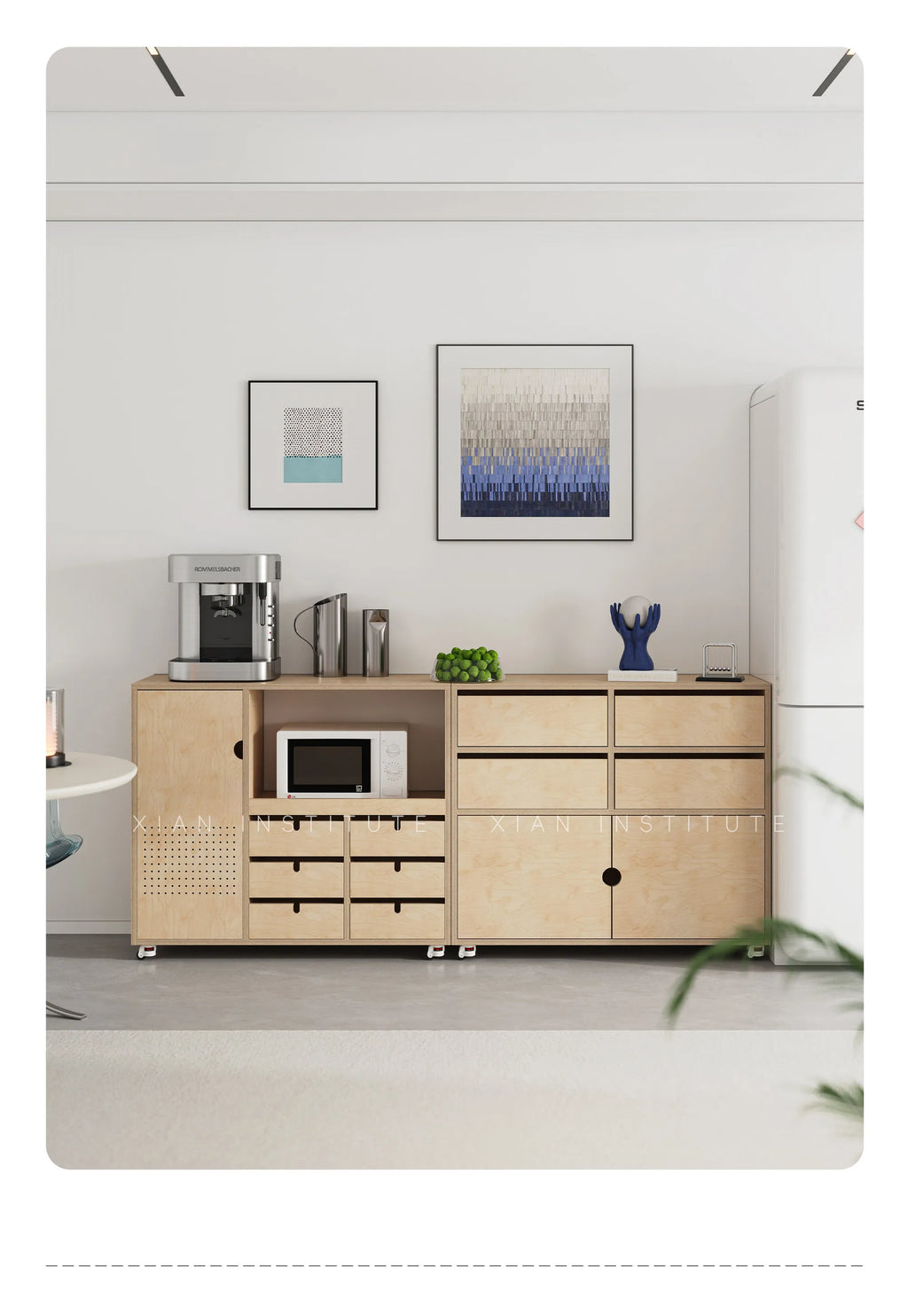 Log wind living room chest cabinet birch ocean board multi-functional locker movable combination cabinet