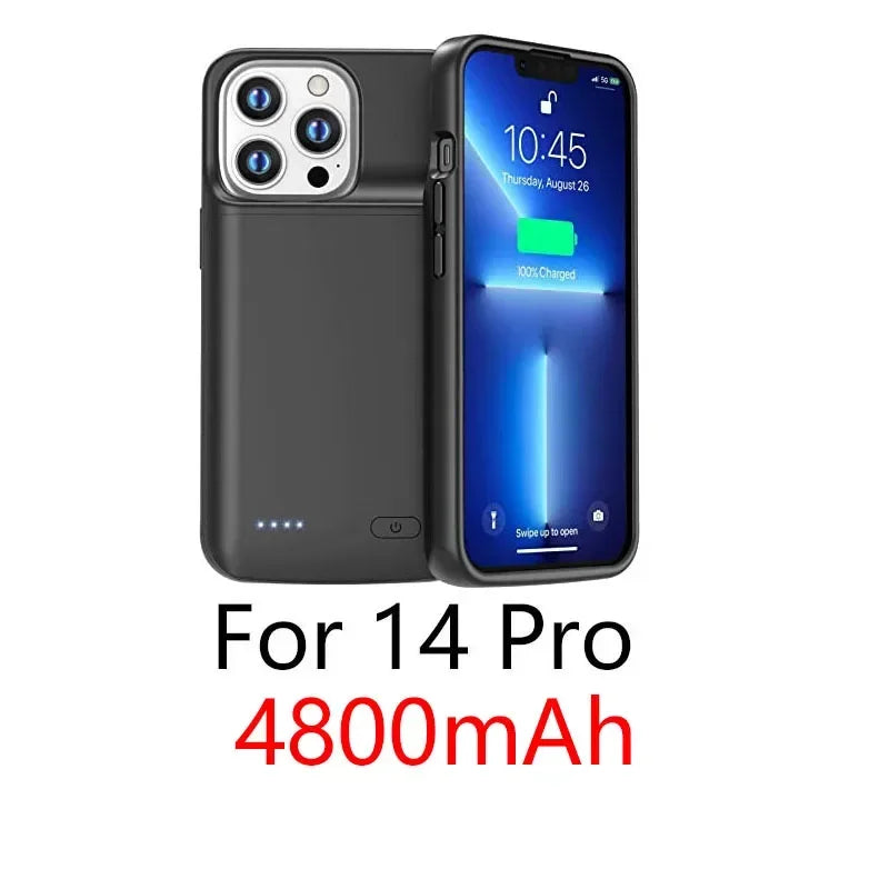 NEWDERY 4800mAh Battery Charger Case for iPhone 12 13 14 15 Pro Max/12mini/13mini Power Case Portable Charging Power Bank Cover