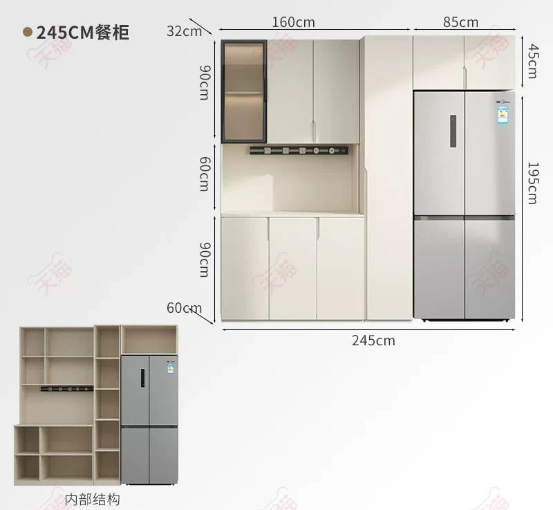 LTT Simple Modern Side Cabinet Embedded Refrigerator Cabinet Kitchen Living Room Locker