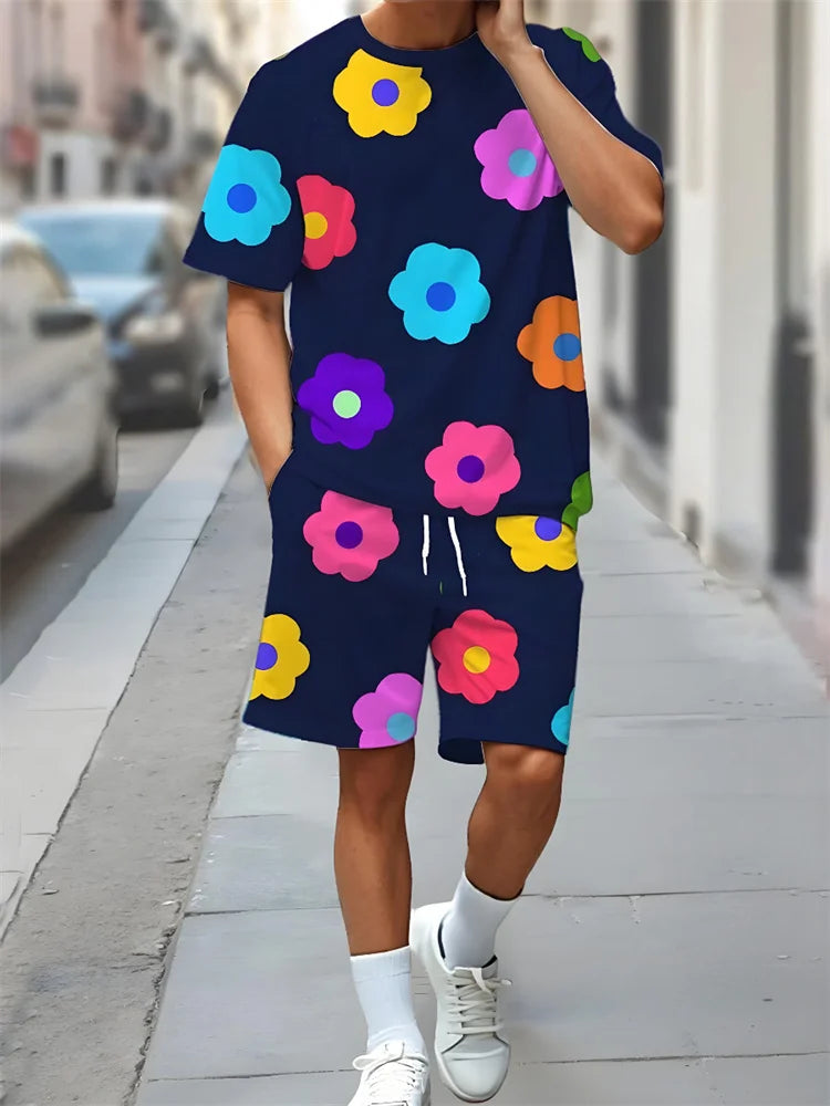 Summer Daily Casual Men's Short Sleeve Shorts Package Urban Street Men's Fashionable T-shirt Outdoor Sports Men's Shorts
