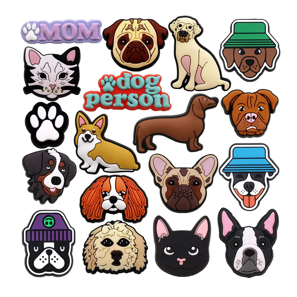 1Pc 3D Cute Dog Lover Clog Charms Pets Puppy Cats Animal Paws Corgi Frenchie Funny Cool Trendy Hole Shoes Accessories Decor Gift