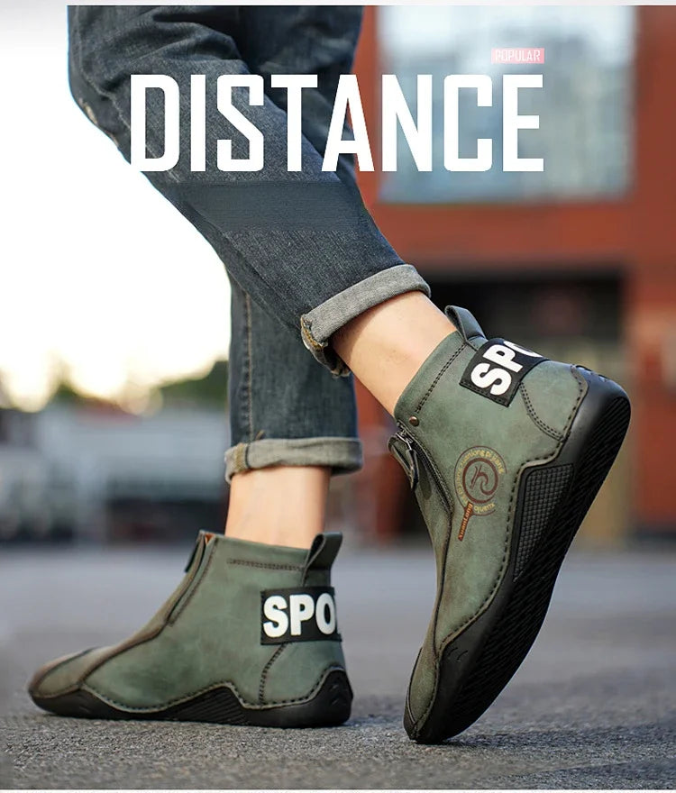 Autumn and Winter New Men's Short Boots  British Classic Retro Flat Bottom Cotton Shoes Outdoor Business Sports Casual Shoes
