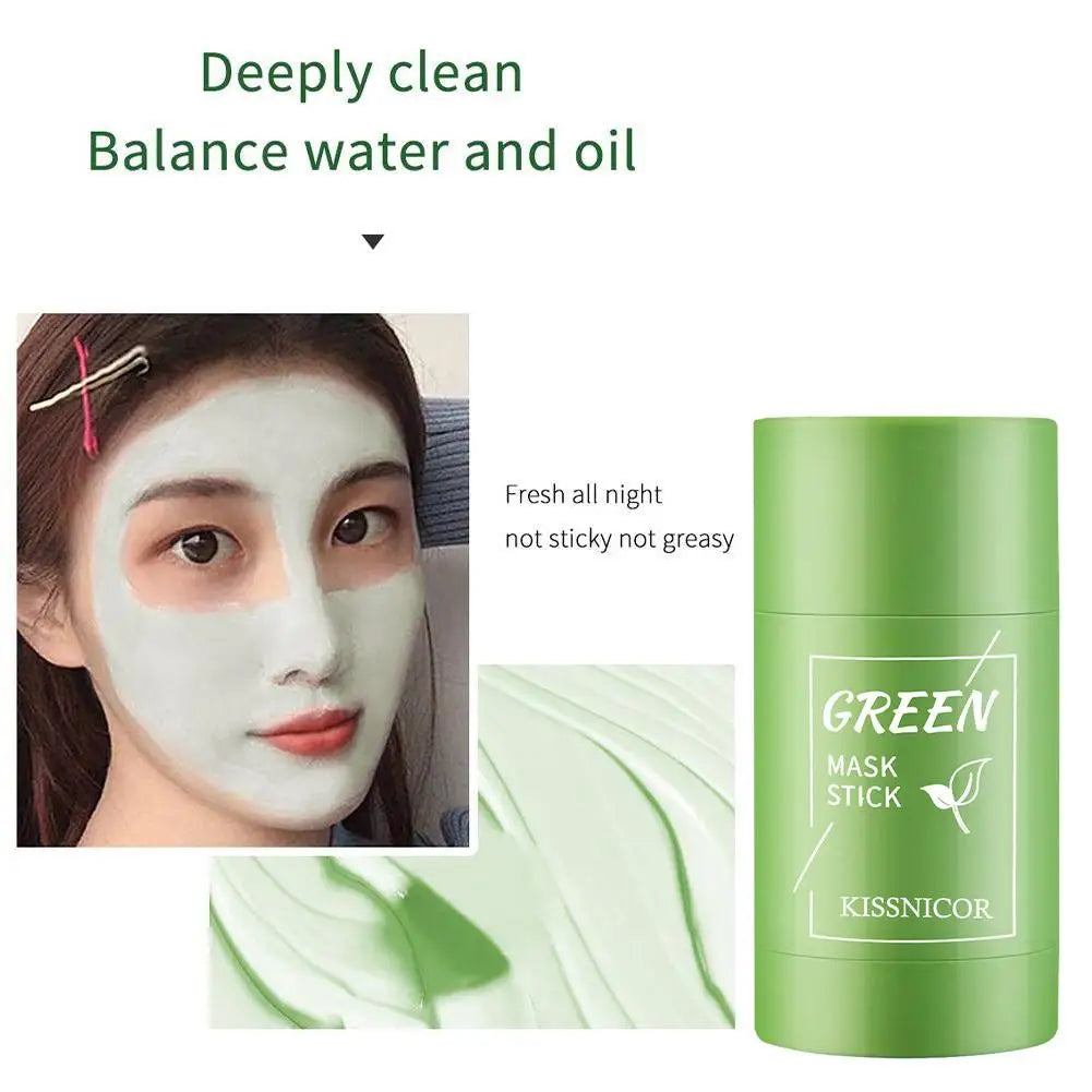 Face Clean Mask Green Tea Cleansing Stick Mask Shrink Pores Deep Blackhead Remover Facial Cleansing Moisturizing Mask 40g