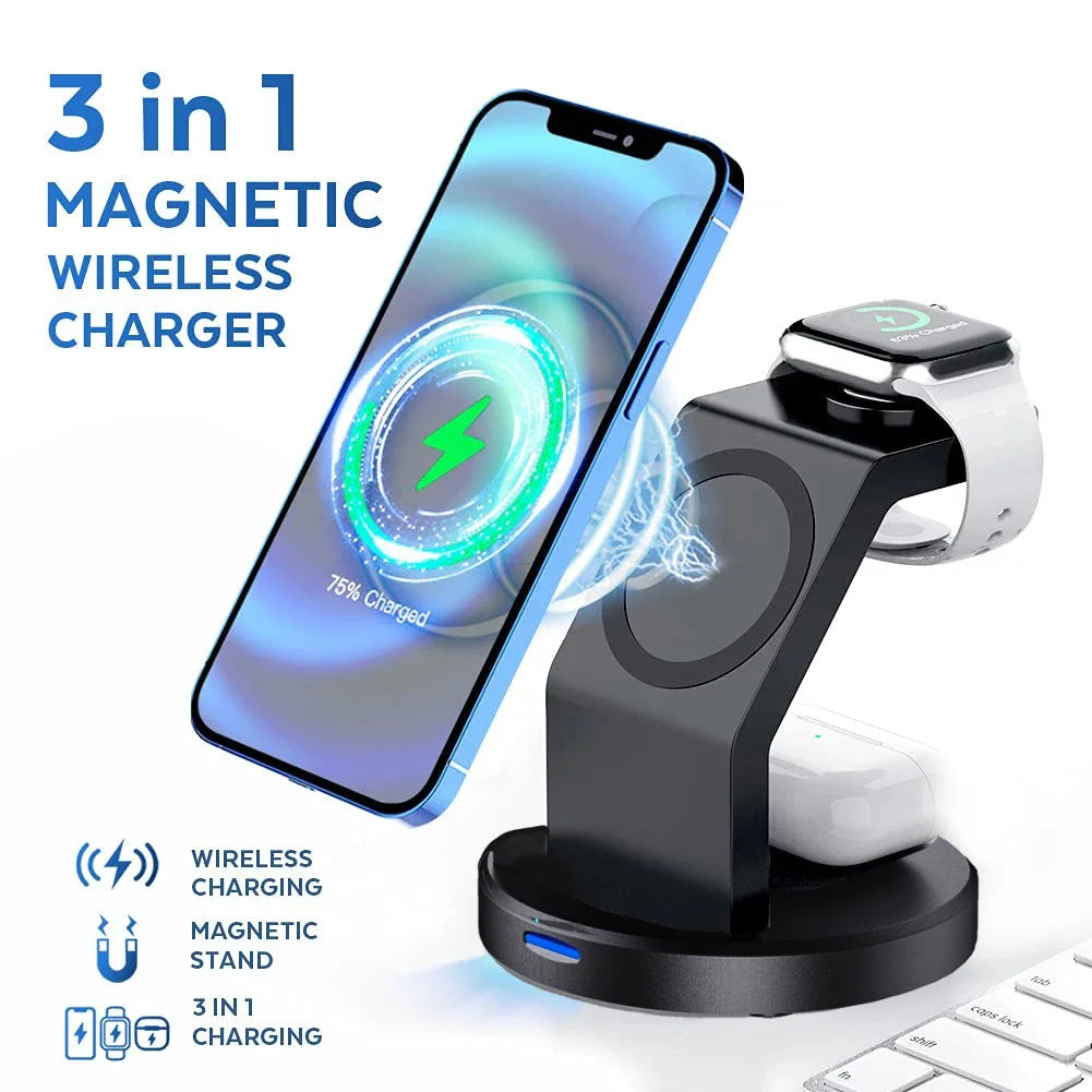 Wireless Charger Stand PFor iPhone 17 16 15 14 13 12 Pro Max Apple Watch 8 7 6 AirpodsMagnetic ad Fast Charging Station Dock