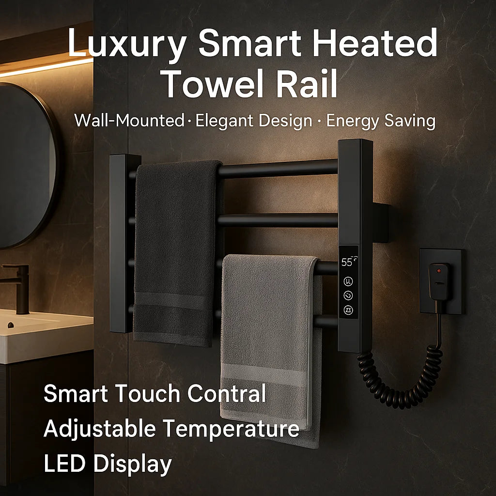 Single Towel Warmer Wall Rack 304 Stainless Steel Heated Towel Machine Black for Barber Hotel