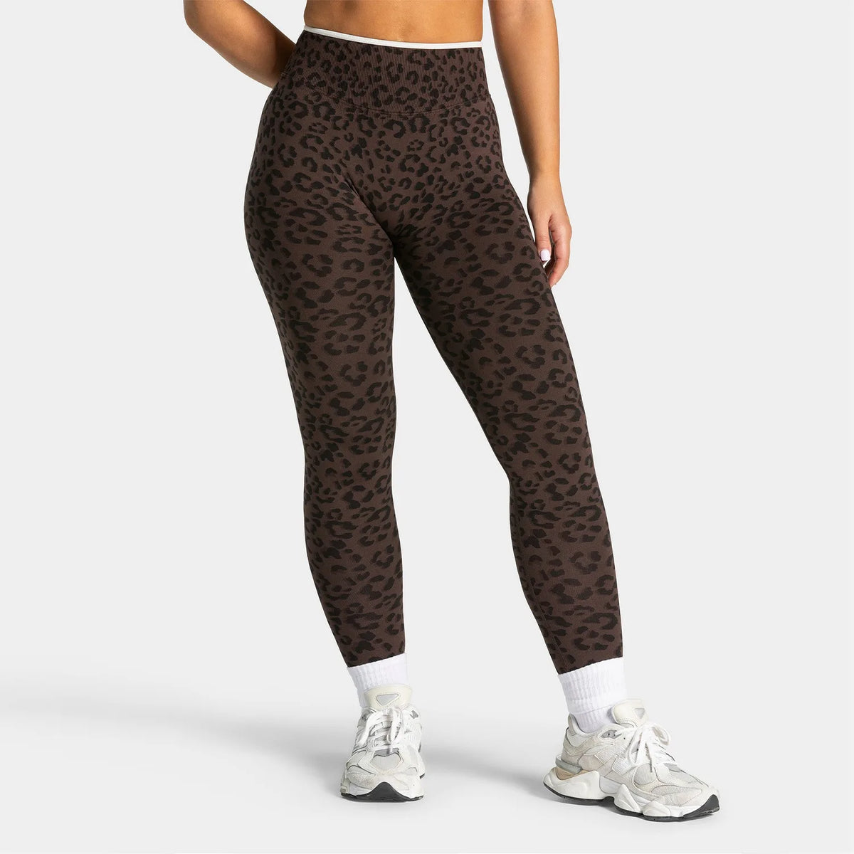 NO LOGO Women leopard print yoga fitness suit, contrasting edge sports bra high waisted leggings running cycling headband