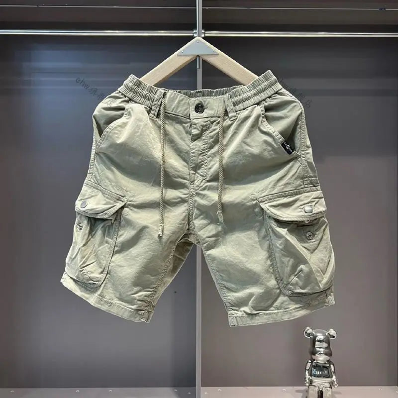 2025 Summer Work Shorts for Men Casual Multi-pocket Loose Elastic Five Points