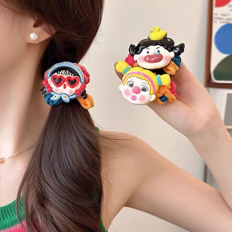 New Cute Cartoon Girls Elastic Hair Band For Women Girls Sweet Hair Ornament Scrunchie Hair Tie Rubber Band Hair Accessories