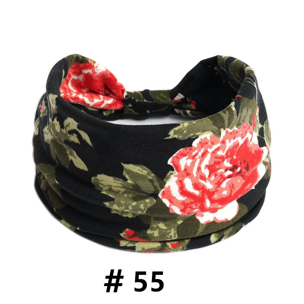 Boho Headbands for Women Cotton Wide Head Bands Stretch Hairband Non Slip Workout Yoga Running Turban Headwrap Hair Accessories