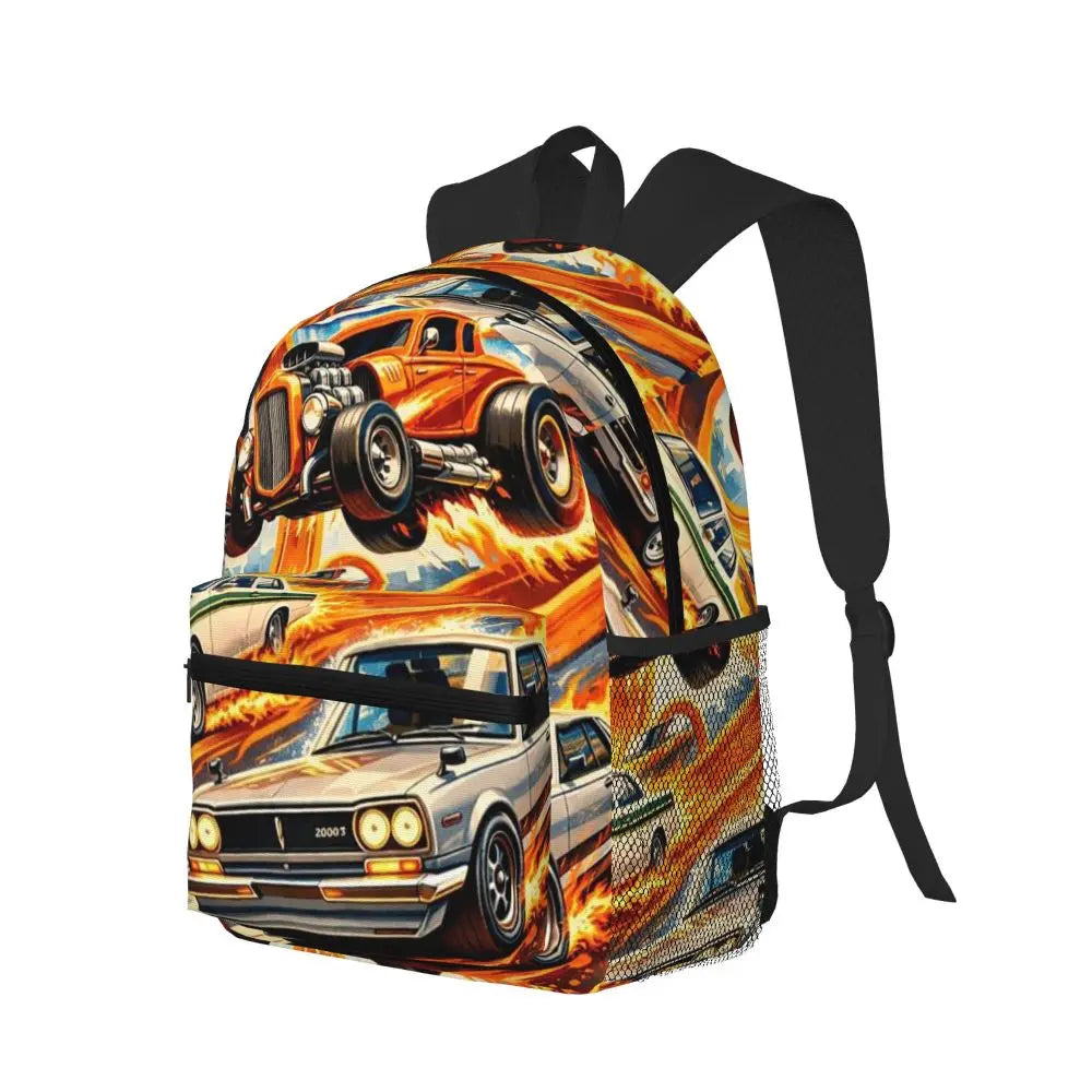 Hot Wheels Race Student Backpack School Bag Hiking Travel Daypack for Men Women Bookbag Shoulder Bags