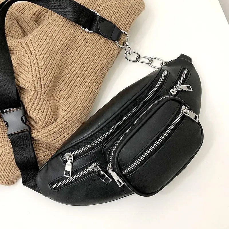 Multifunction Women Waist Pack Fashion Leather Phone Bags Small Belt Bag Cool Fanny Packs Women