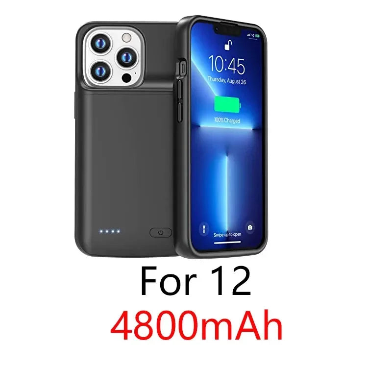 NEWDERY 4800mAh Battery Charger Case for iPhone 12 13 14 15 Pro Max/12mini/13mini Power Case Portable Charging Power Bank Cover