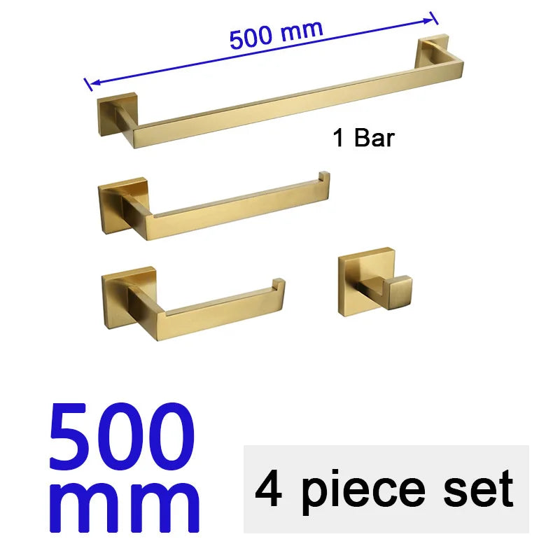 Gold Brushed Bathroom Accessories Hardware Towel Bar Rail Toilet Paper Holder Towel Rack Hook Soap Dish Toilet Brush