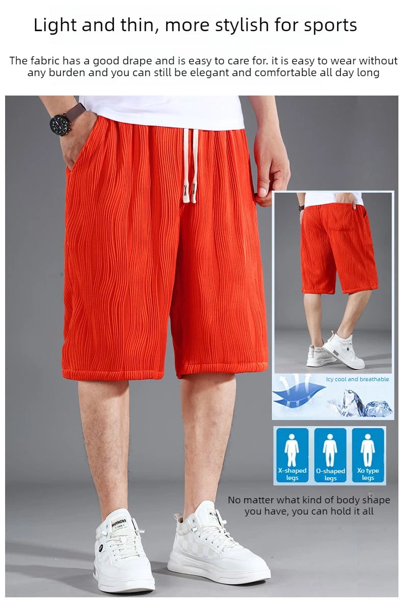 Extra Big Size Men Ice Silk Short Elastic Waist Casual Bermuda Male Summer Cool Icy Plus Large 11XL Loose Fit Stretch Breathable