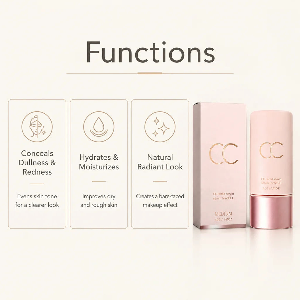 CC Tinted Serum Face Makeup, Color Correcting Moisturizing Skin Tint, Natural Coverage Makeup Base, Waterproof Long Lasting