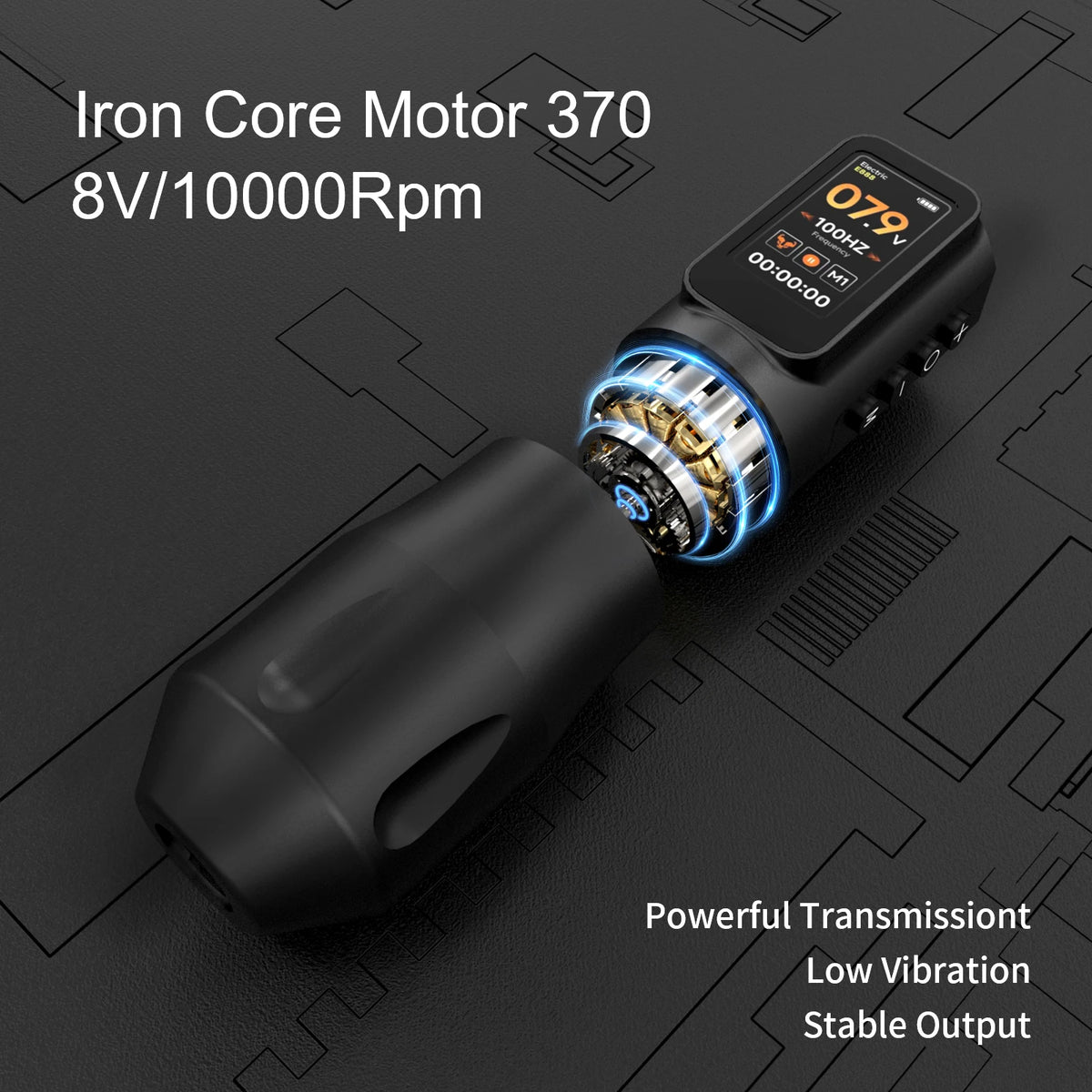 ELF Pro Tattoo Machine Pen Wireless Power Supply Battery 1700mAh Adjustable Stroke LED Display Permanent Makeup Tattoo Gun
