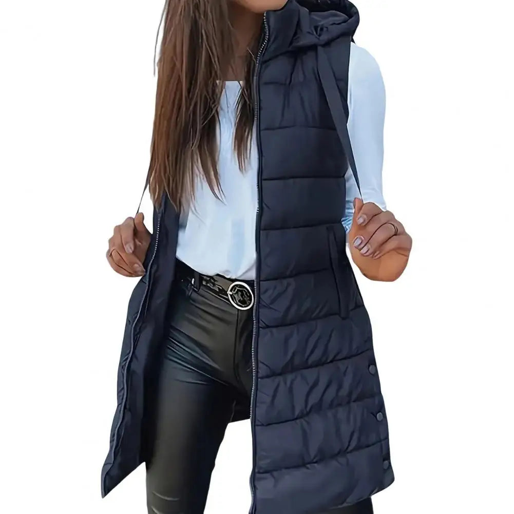 2025 Women  Down Vest Women's Puffer Vest Casual Zip Up Quilted Padded Vest Hooded Sleeveless Down Jacket Winter Warm Outerwear