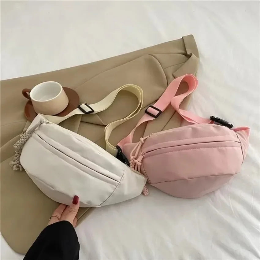 Women's Chest Bag Canvas Crossbody Bag Solid Color Women Sling Waist Pack Versatile Sports Solid Color Waterproof Hiking Bags