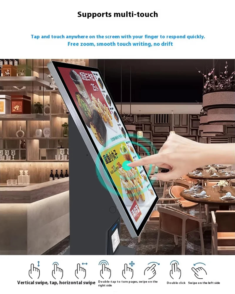 21.5 Inch Wall Mounted Touch Screen Self-Service Checkout Kiosk Payment Terminal For Grocery Stores Optional Barcode Reader SDK