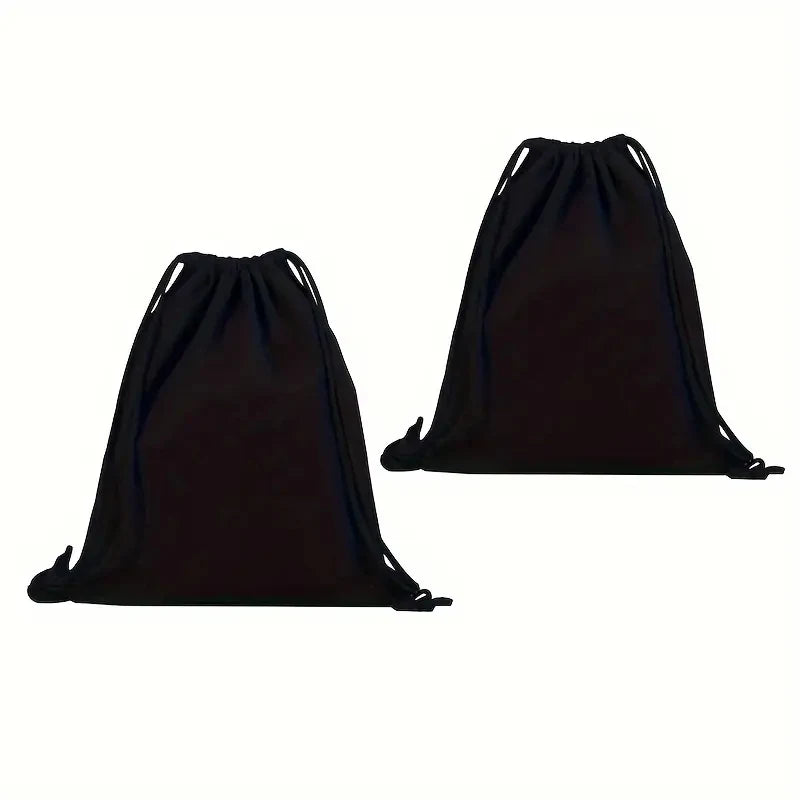 Cotton Canvas Drawstring Backpack Bag Gym Sackpack Sports String Sackpack Storage Gift Bag 2 Pack Black 34.5x40cm Casual
