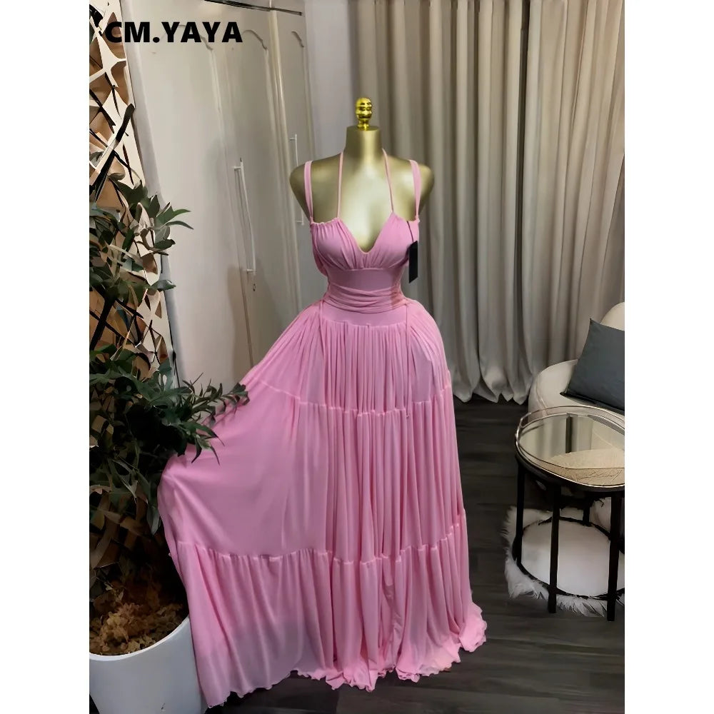 CM.YAYA 2026 Fall Winter Women Long Sleeve Slash Neck Long Maxi Dress Slim Evening Birthday Trendy Sexy Vacation Party Dresses