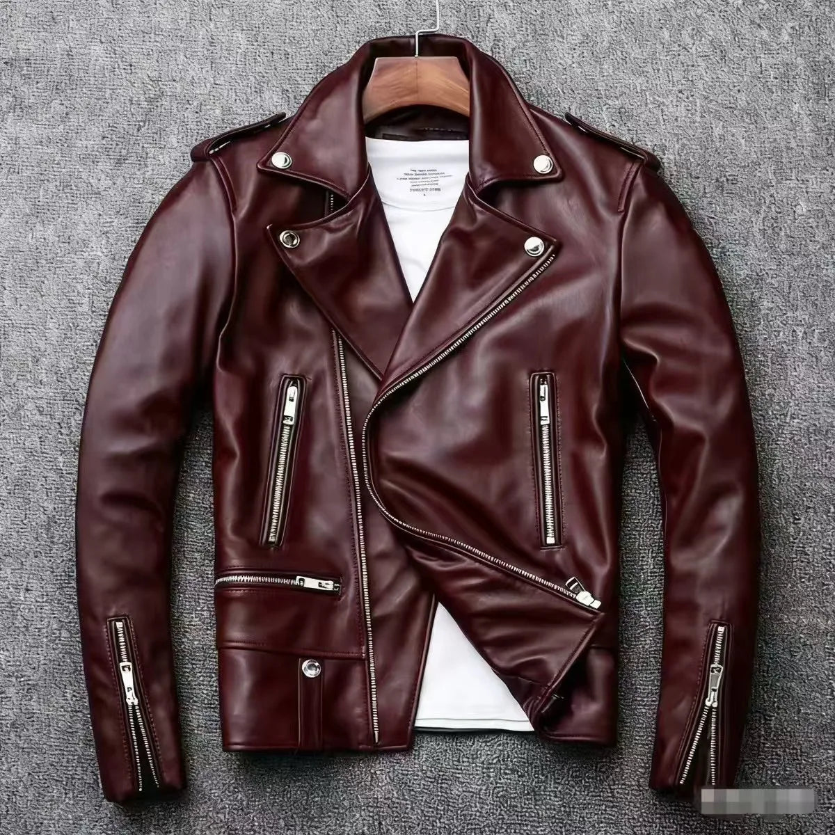 New Fashion Autumn Winter Men Solid Color Long Sleeve Zipper Slim Simple Trendy Faux Leather Coats Male Streetwear Top Clothes