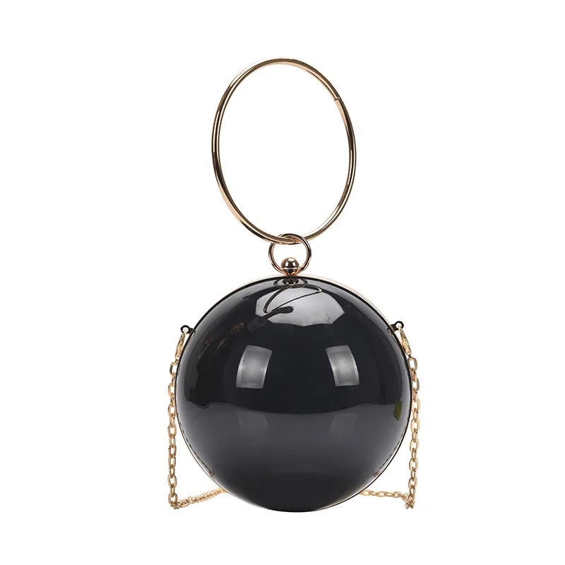 Luxury Women Round Ball Evening Bag 2024 Fashion Smooth Bright Surface Clutch Bag Ladies Crossbody Bag Party Chain Handbag Purse