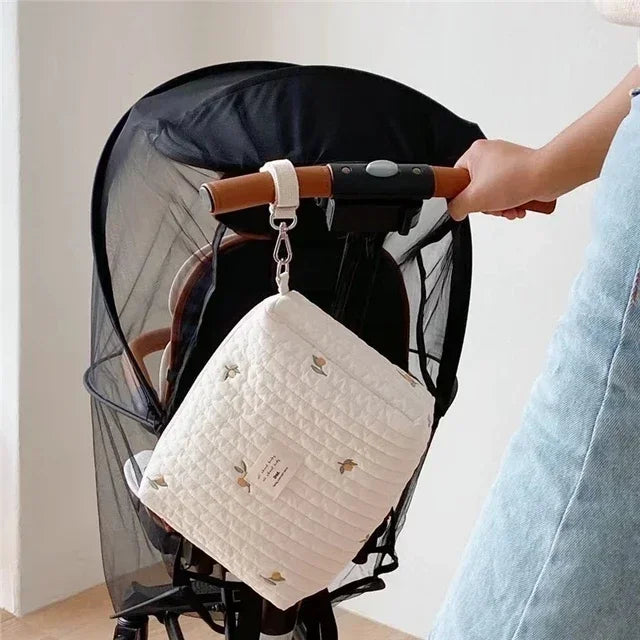 Korea Style Newborn Baby Care Diaper Mummy Shoulder Bag Embroidery Quilted Stroller Diaper Storage Organizer Large Handbags