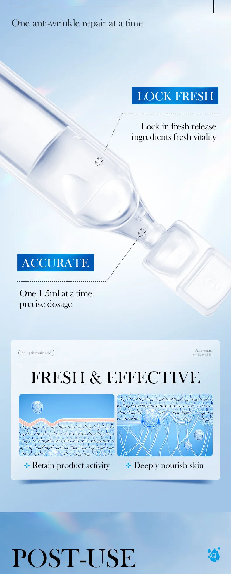 Hyaluronic Acid  Wrinkle Remover Essence Fade Fine Lines Face Serum Anti Aging Firming Lifting Whitening Korean Skin Care