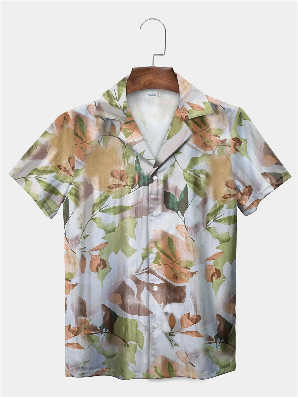 Tropical Plant Leaves Palm Tree Leaves Casual Shirt Botanical Print Light Color Shirt Pattern Men's Short Sleeve Hawaiian Shirts