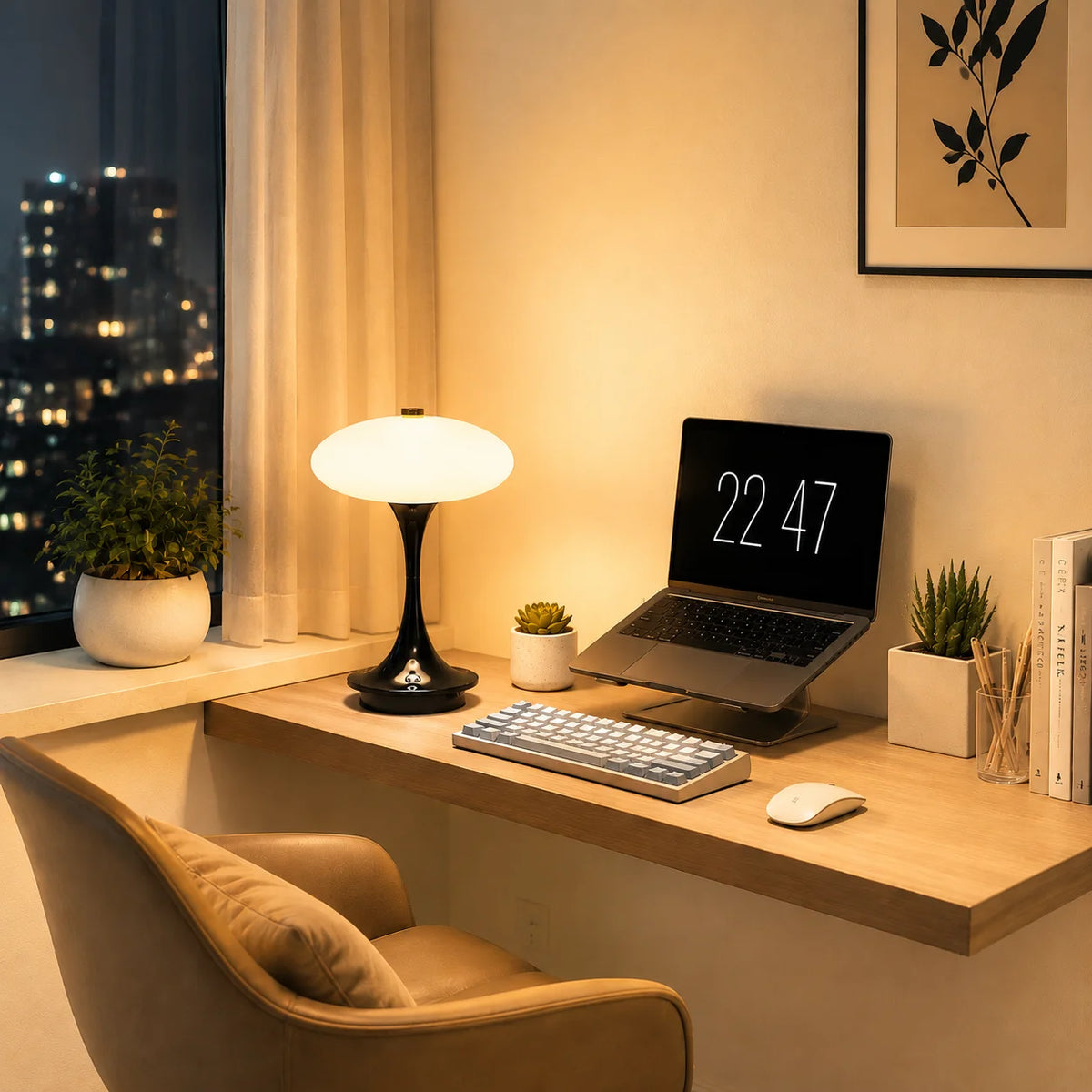 Mushroom Table Lamp – Rechargeable LED Bedside Lamp with Touch Sensor Three-Color Lights for Contemporary Interiors.