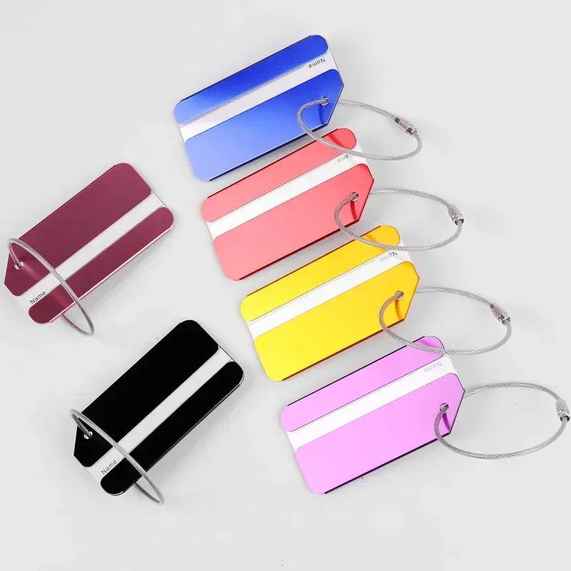 1PC Aluminium Alloy Luggage Tags Fashion Metal Women Men Travel Luggage Suitcase Address Name Label Holder Travel Accessories