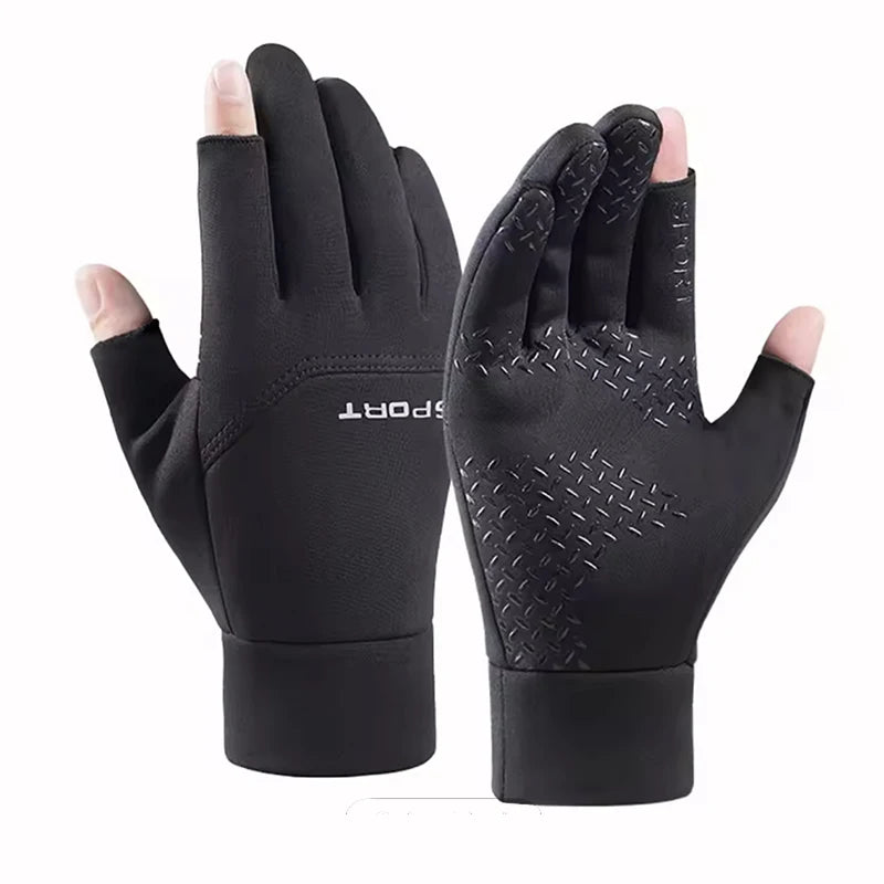 Winter Fishing Men's Gloves Women Cycling Warm Anti-Slip Gloves for Fishing Sports Touch Screen Two Fingers Cut Outdoor Angling