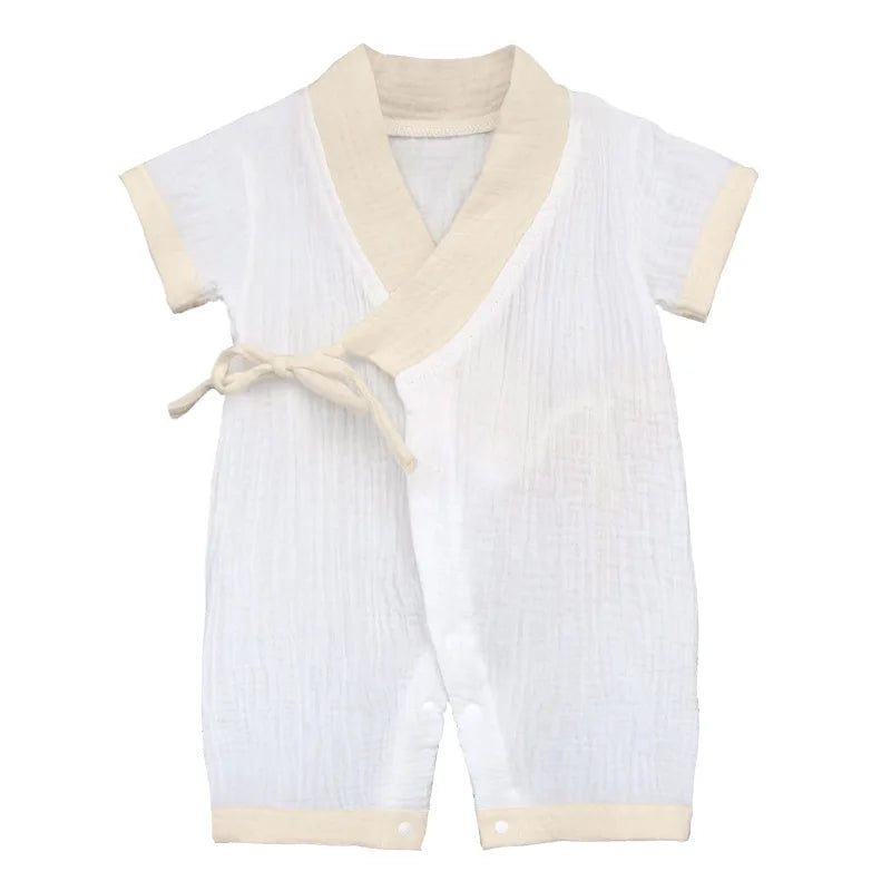 0-18M Summer Baby Girl Boys Clothing  Rompers Jumpsuit Short-sleeved Floral Print  Cute Soft Newborn Infant Baby Kimono Playwear