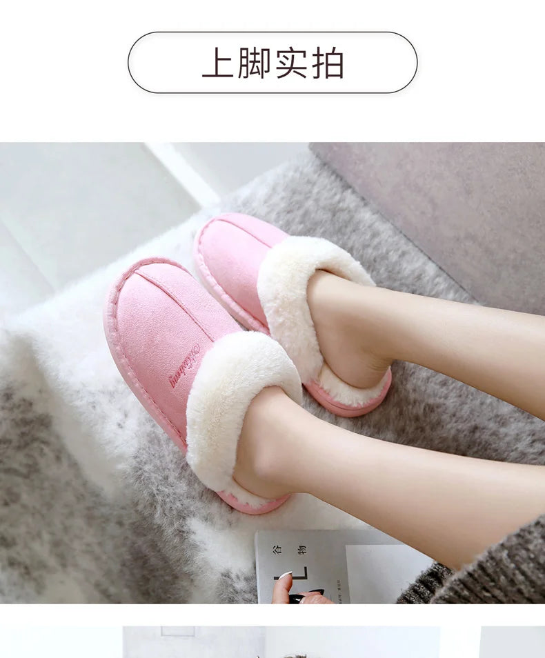 Big Size 47 Men Winter Slippers Furry Warm Home Shoes Men Couples House Floor Slides Slip On Footwear Comfortable Soft Bedroom S