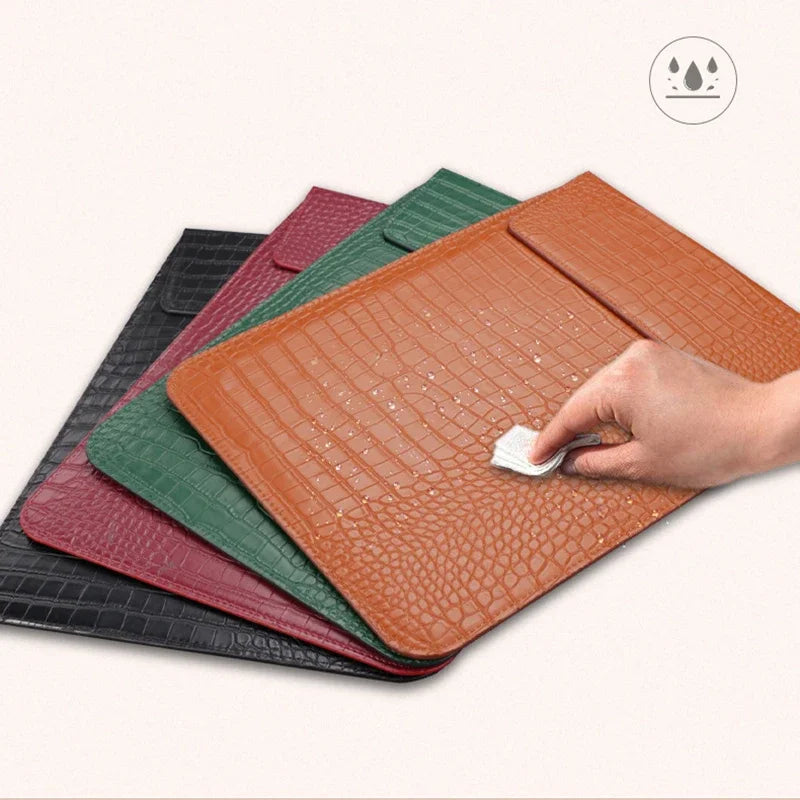 Textured PU Leather Flip Laptop Sleeve for 11–16-Inch Laptops