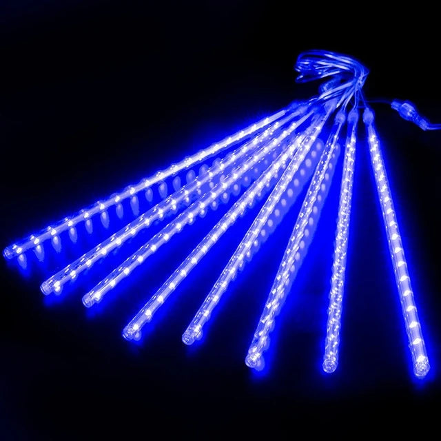 Outdoor  Meteor Shower Christmas Lights 10 Tubes 192 Led Hanging String Lights for Garden Tree Holiday Party Decoation Lamp