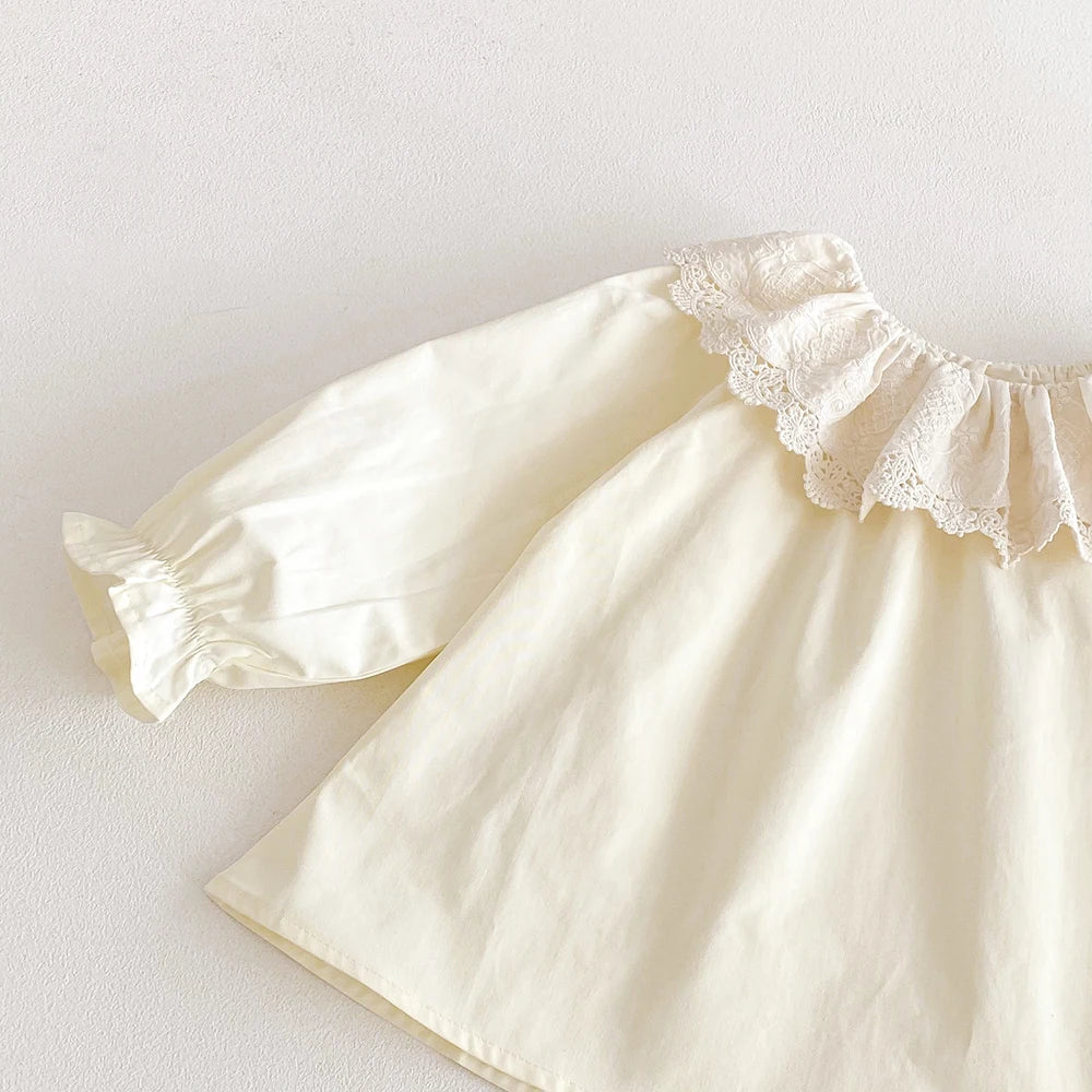 Baby Long-Sleeve Cotton Ruffle Blouse