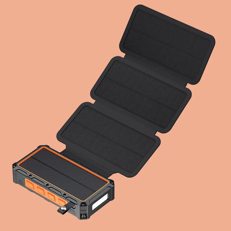 Portable Hand Crank Solar Power Bank With LED Light 20000mAh Large Capacity Fast Charging Powerbank Externala Battery Charger