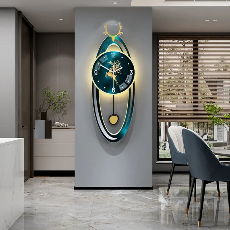 European Illuminated Clock Unique Nordic Pendulum Silent Luxury Wall Clock Aesthetic Modern Design Reloj De Pared Wall Decor