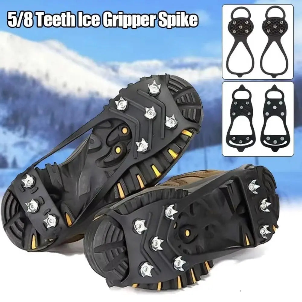 1 Pair New 5/8 Teeth Ice Gripper Spike Universal Anti-Slip Spike Grips Cleats Spike Snow Crampons Winter Outdoor