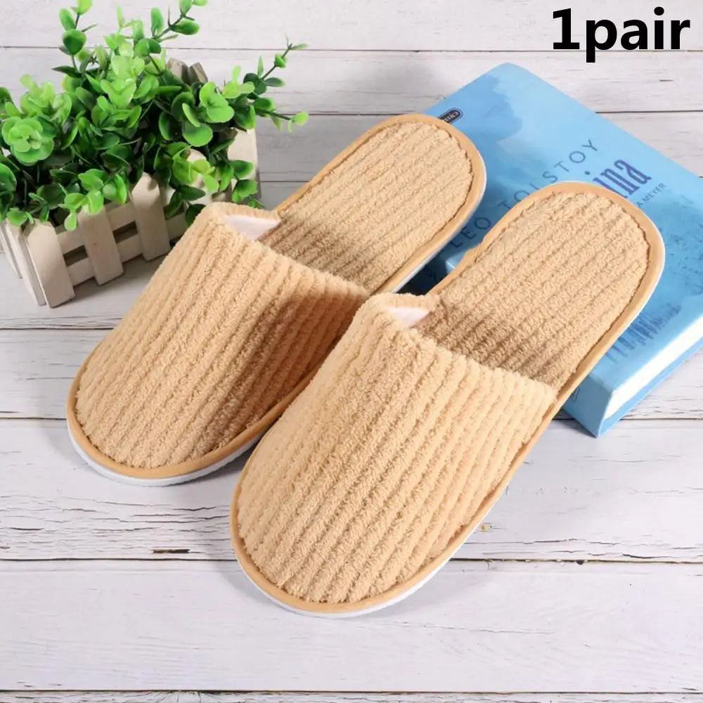 3Pairs Winter Slippers Men Women Hotel Disposable Slippers Thickened Anti-slip Guest Slippers Top Quality Bedroom House Slippers