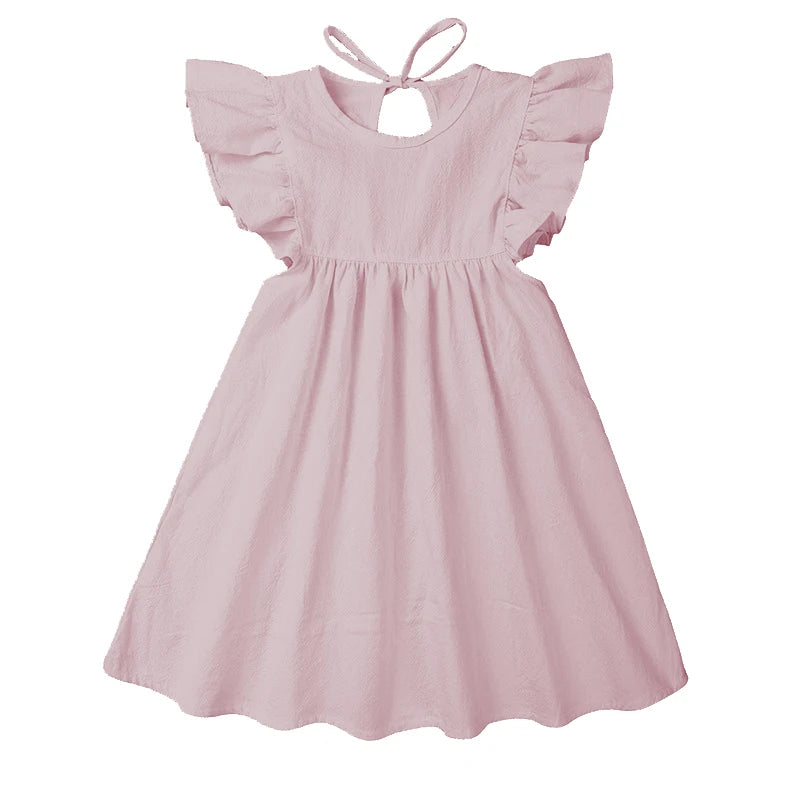 Baby Dresses Linen Cotton Summer Girls Clothes Ruffles White Princess Dress 1st Birthday Party for 0-6Y Flower Girls Clothing