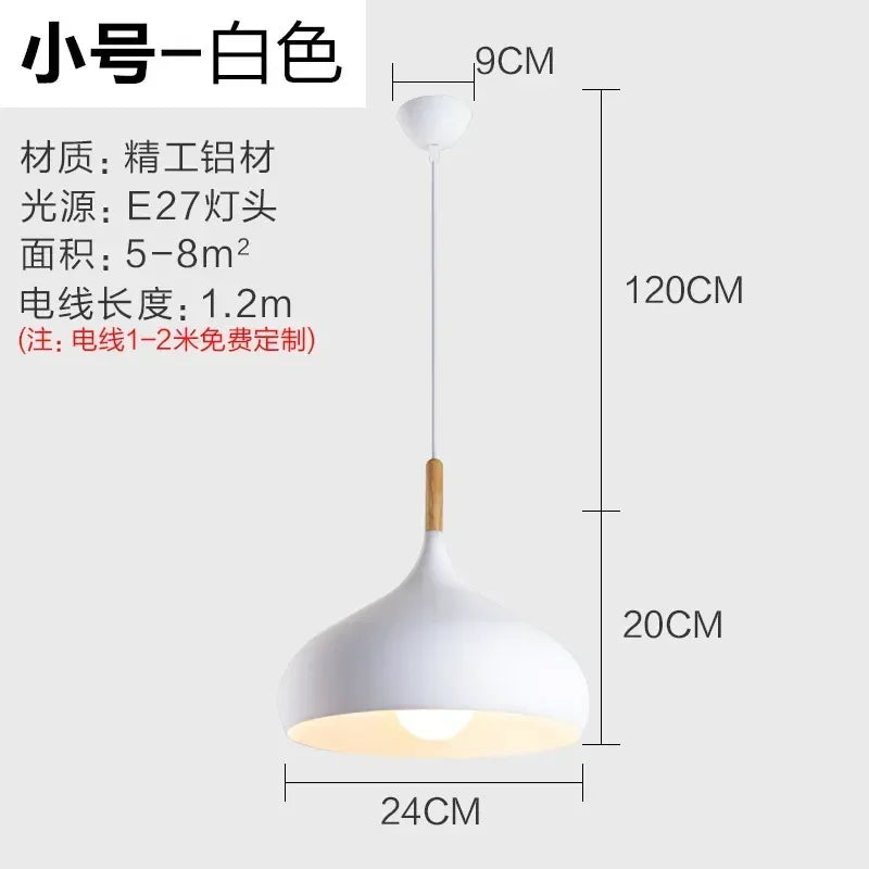 24cm European Style Pendant Lamp Macaroon Color Aluminum Products Chandelier Fresh Indoor Lighting in The Restaurant Bedroom