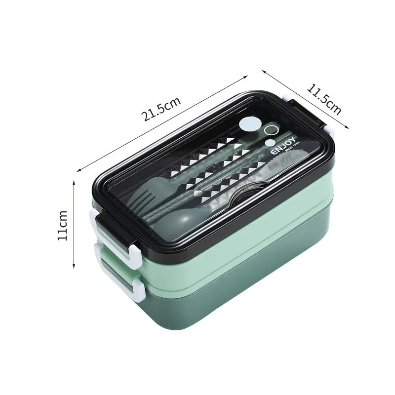 Stainless Steel Lunch Box Bento Double Layer Box Student Office Worker Food Container Microwae Heating Lunch Food Storage Box