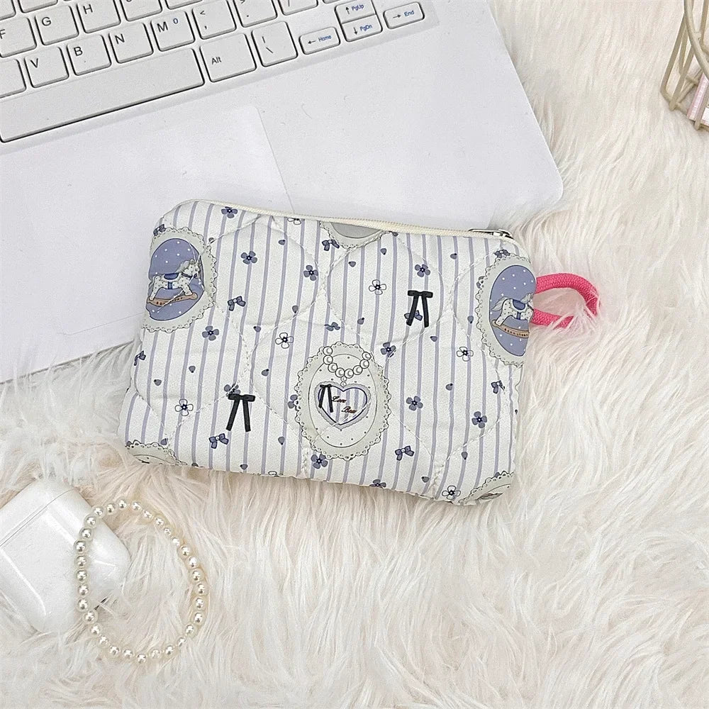 Women Mini Makeup Handbags Wallet Pouch Bag Cute Cartoon Small Travel Cosmetic Lipstick Earphone Card Portable Storage Bag Purse