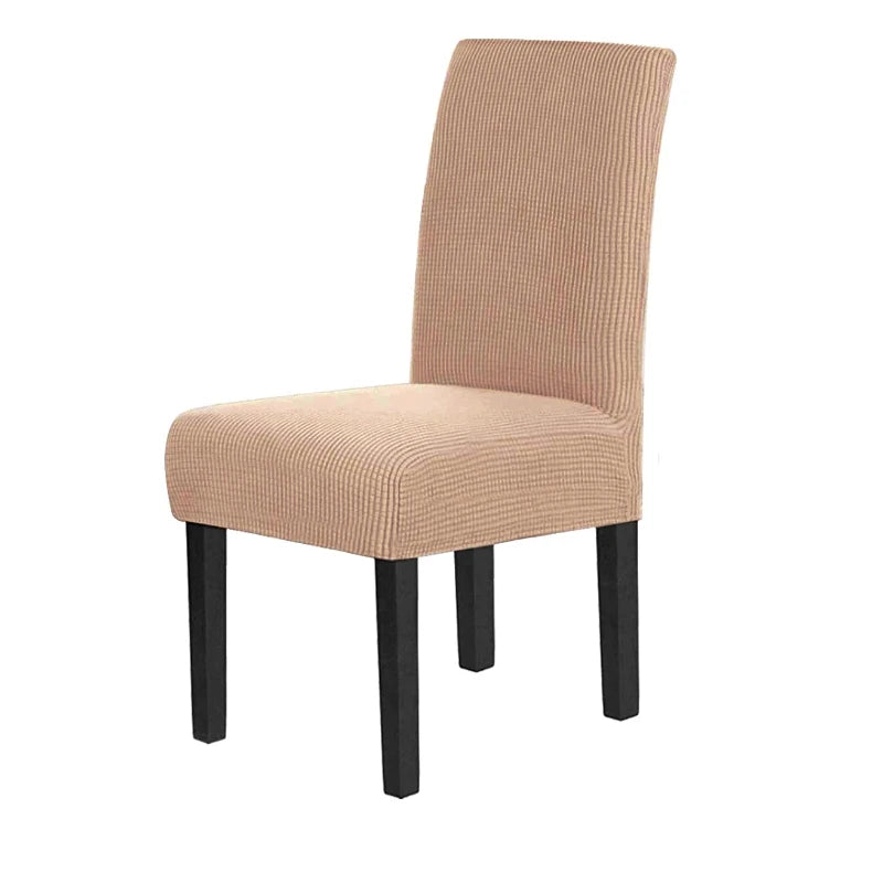 Stretch Dining Chair Covers Feature Textured Checked Jacquard Fabric Parsons Chair Slipcover Thick Chair Protectors