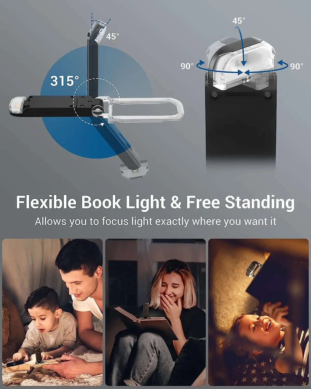 LED USB Rechargeable Book Light Reading Light Eye Protection Night Light Portable Clip Desk Light Bookmark Read Light Night Lamp