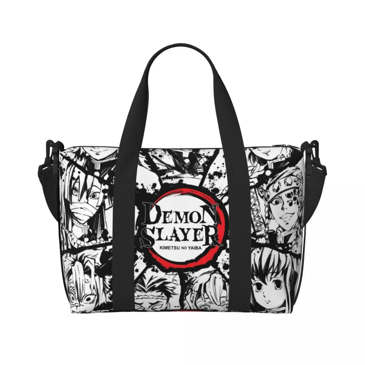 Custom Demons Slayers Anime Manga Beach Tote Bag for Women Tanjiro Kamado Nezuko Big Compartment Gym Beach Travel Bags