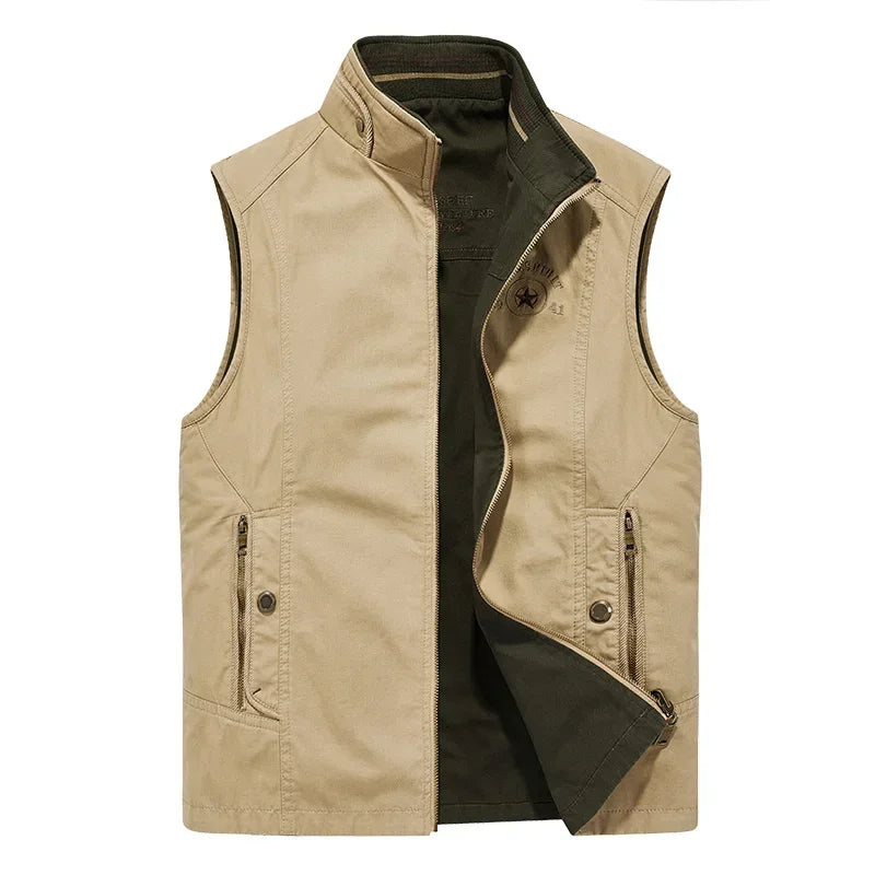 Autumn Mens Military  Vests Sleeveless Top Jacket Cotton Casual Multi Pocket Vest Men Waistcoat Coat Brand Clothing